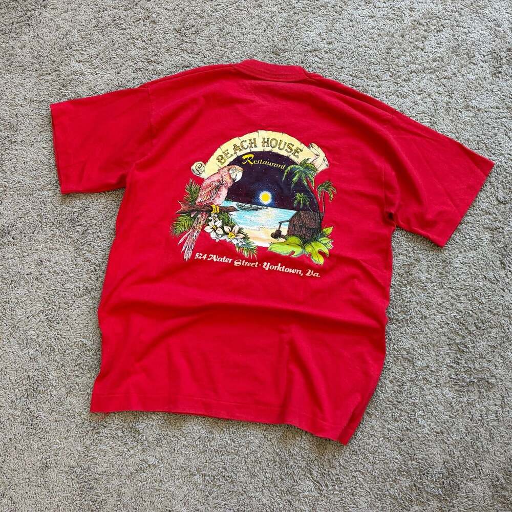 Vintage Virginia “BEACH HOUSE” Tee - Screen Stars Single Stitch Sz L USA